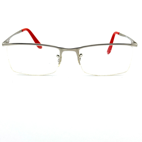 RAY BAN RB6323 2509 Eyeglasses Half Rim Frames silver Red H13206